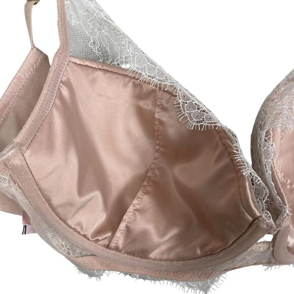Victoria's Secret Lined Plunge Lace Bra Underwire Elegant Sexy Cream Size 36D - Picture 6 of 10